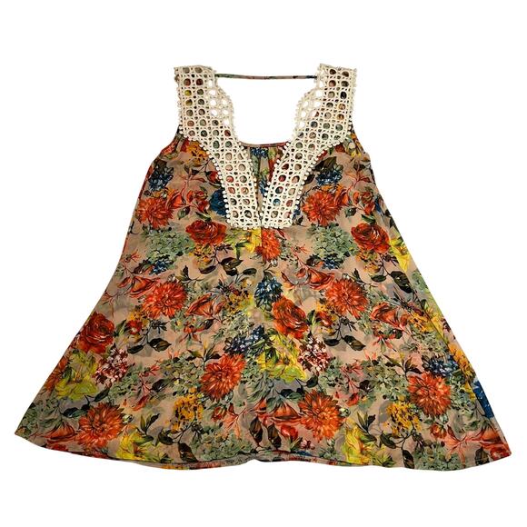 Women's Sleeveless Floral Flowy Blouse Size XS Festival Boho Cottagecore Casual - Picture 2 of 7